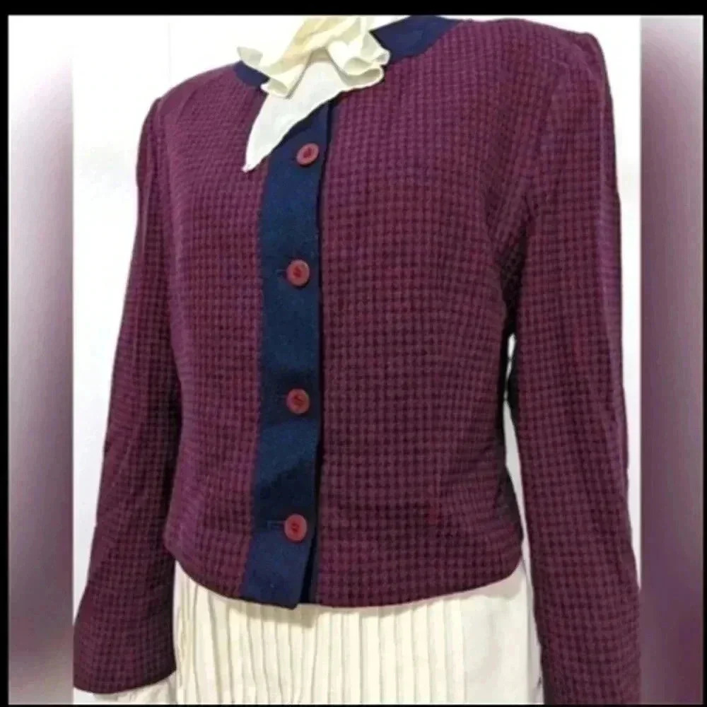 Pendleton plaid 100% wool cropped jacket Ivy League, Madison Ave, Wall Street